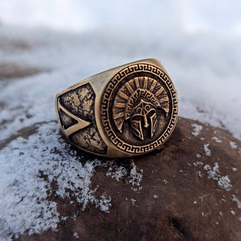 Spartan warrior helmet ring