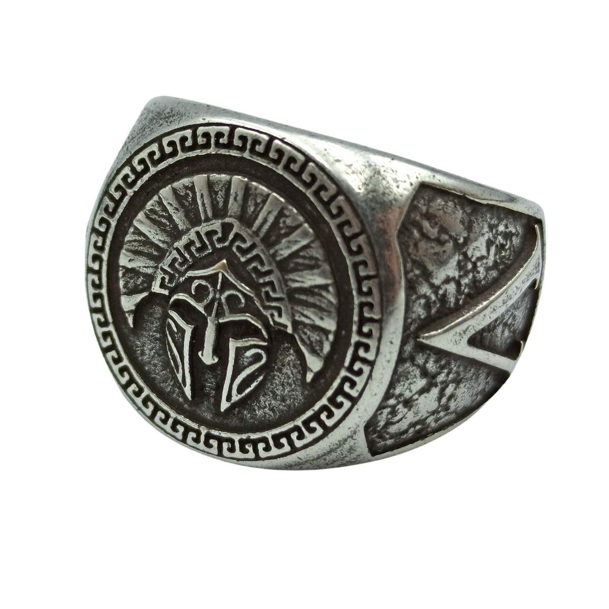 Spartan warrior helmet bronze ring 6 US Silver plating 