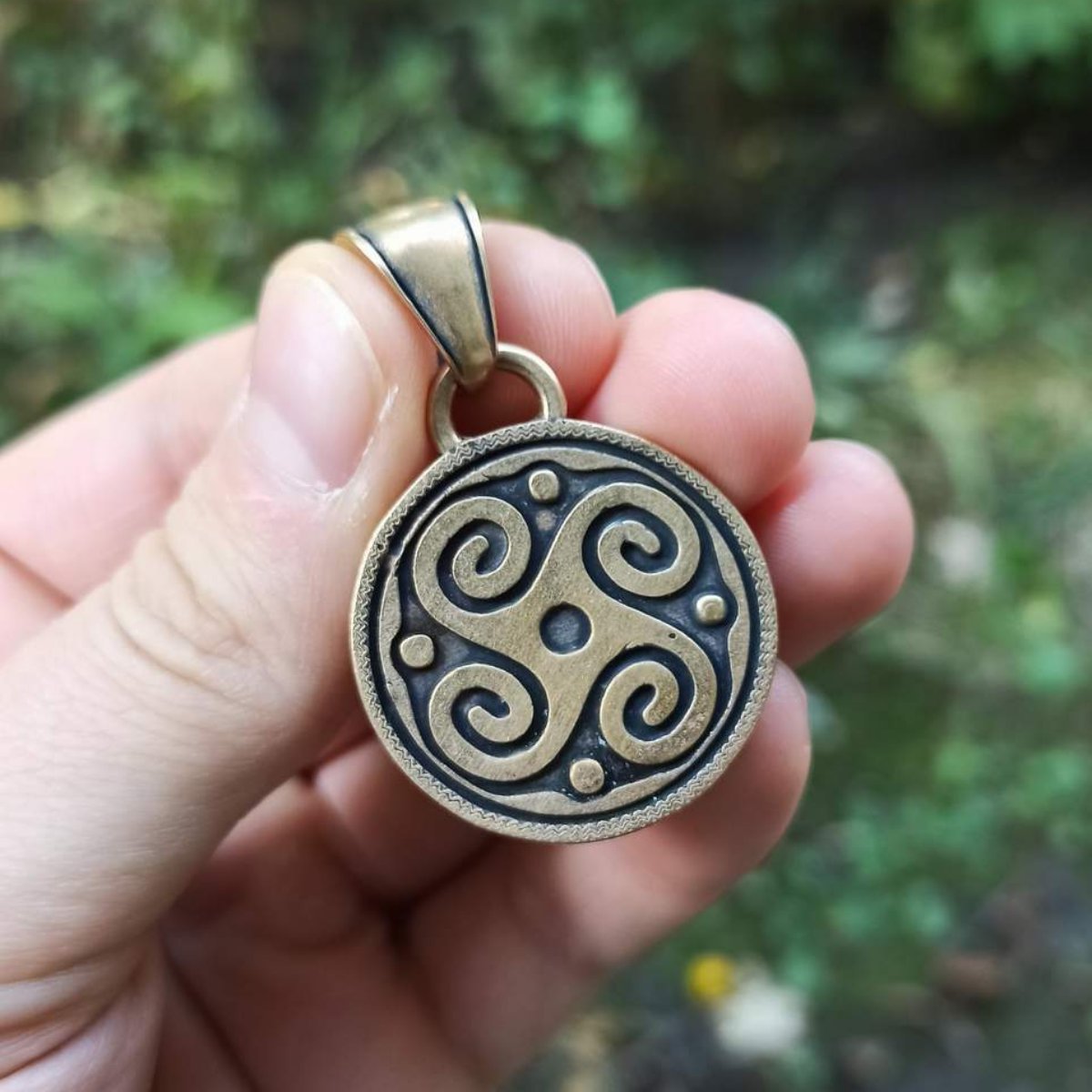 Slavic Solar petroglyph sun pendant