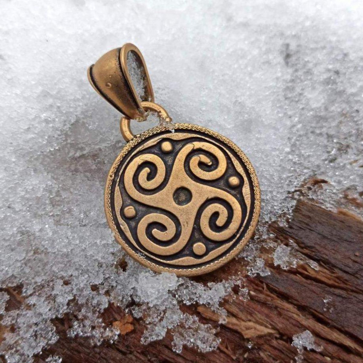 Slavic Solar petroglyph sun pendant