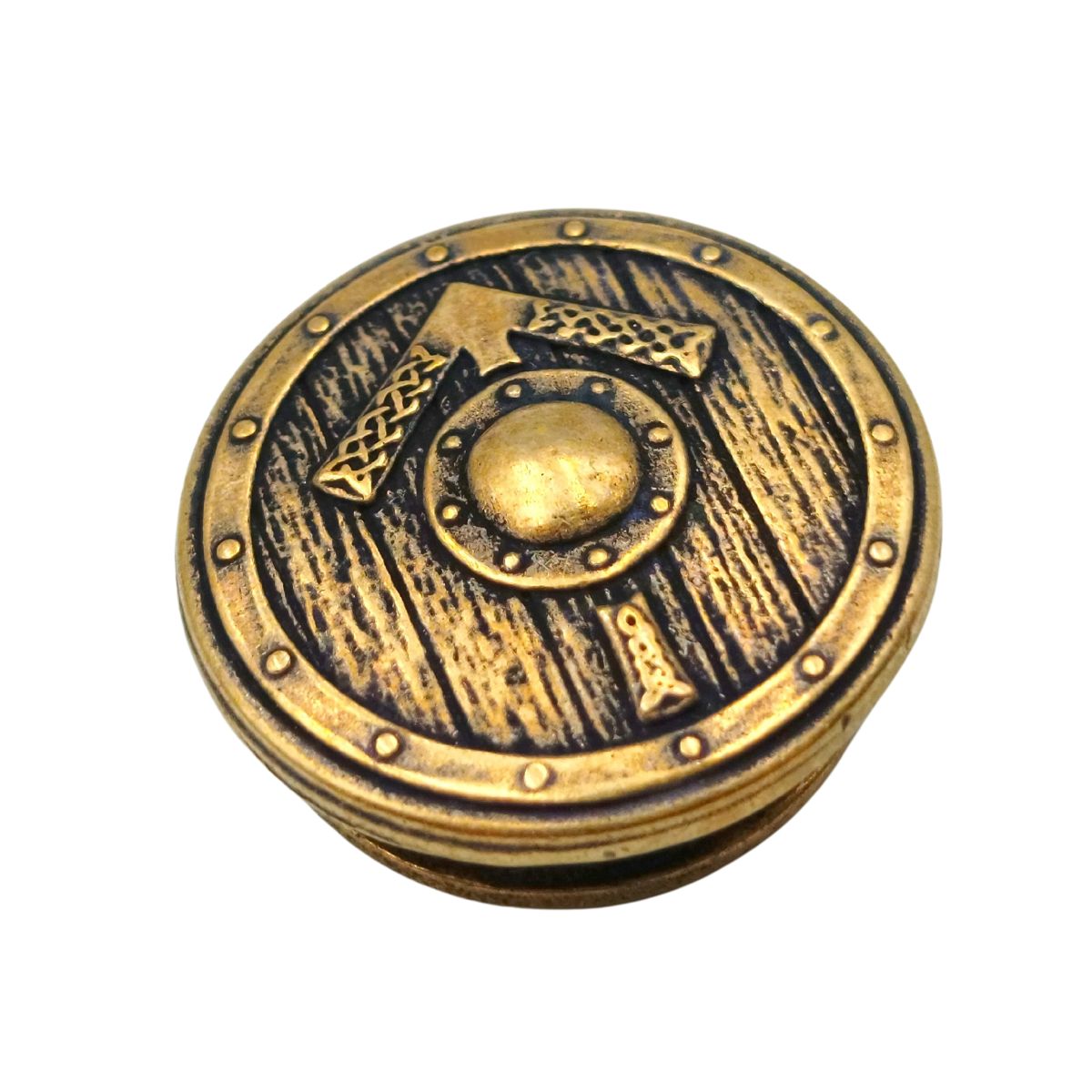 Viking shield paracord bead Bronze with patina