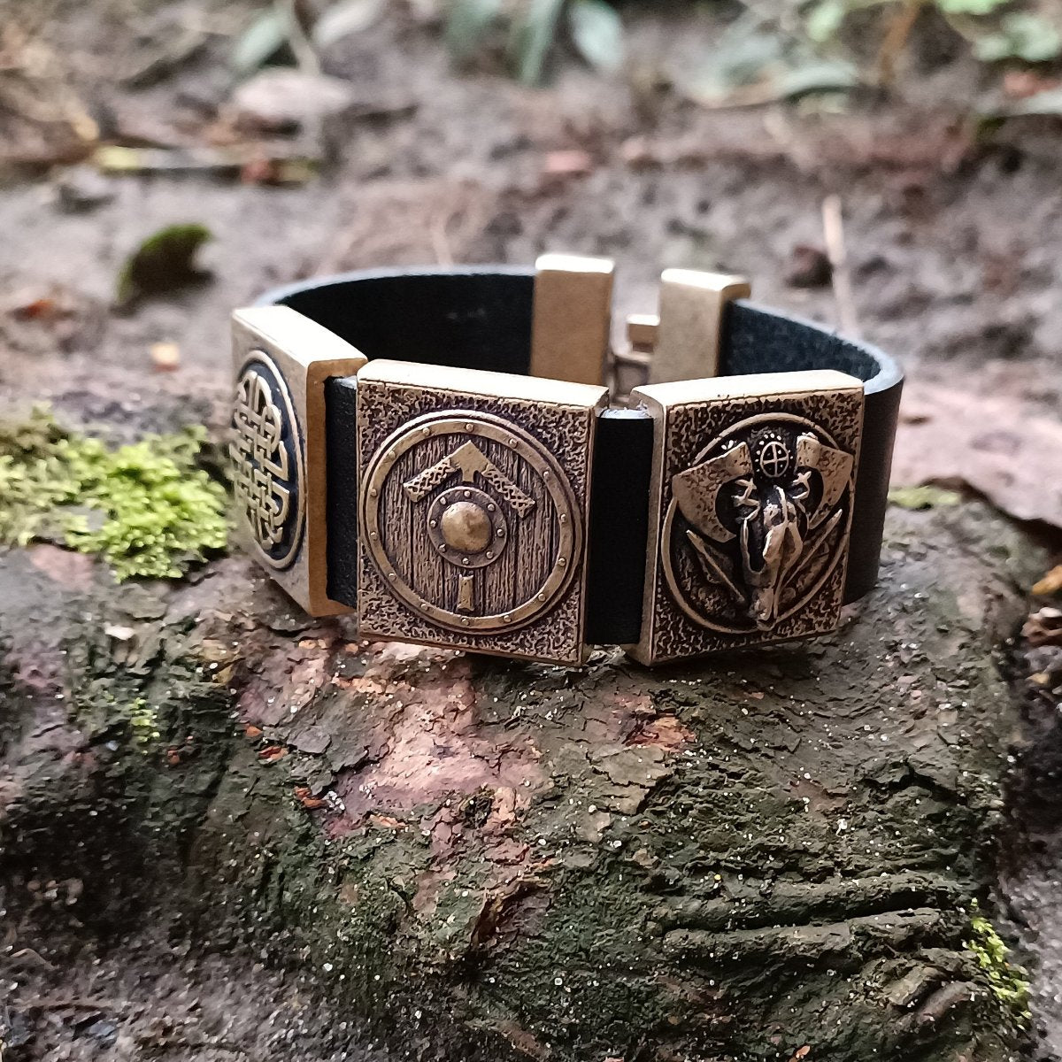 Viking warrior leather bracelet