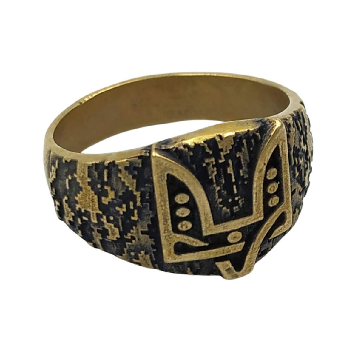 Coat of arms ring Ukrainian ring 6 US Bronze with patina