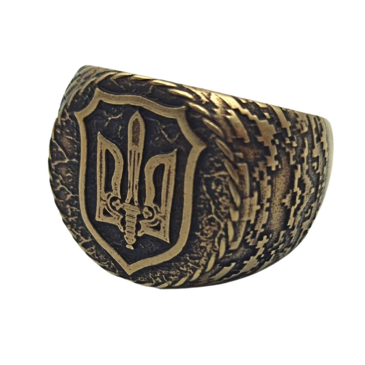 Ukraine coat of arms signet ring 6 US Bronze with patina