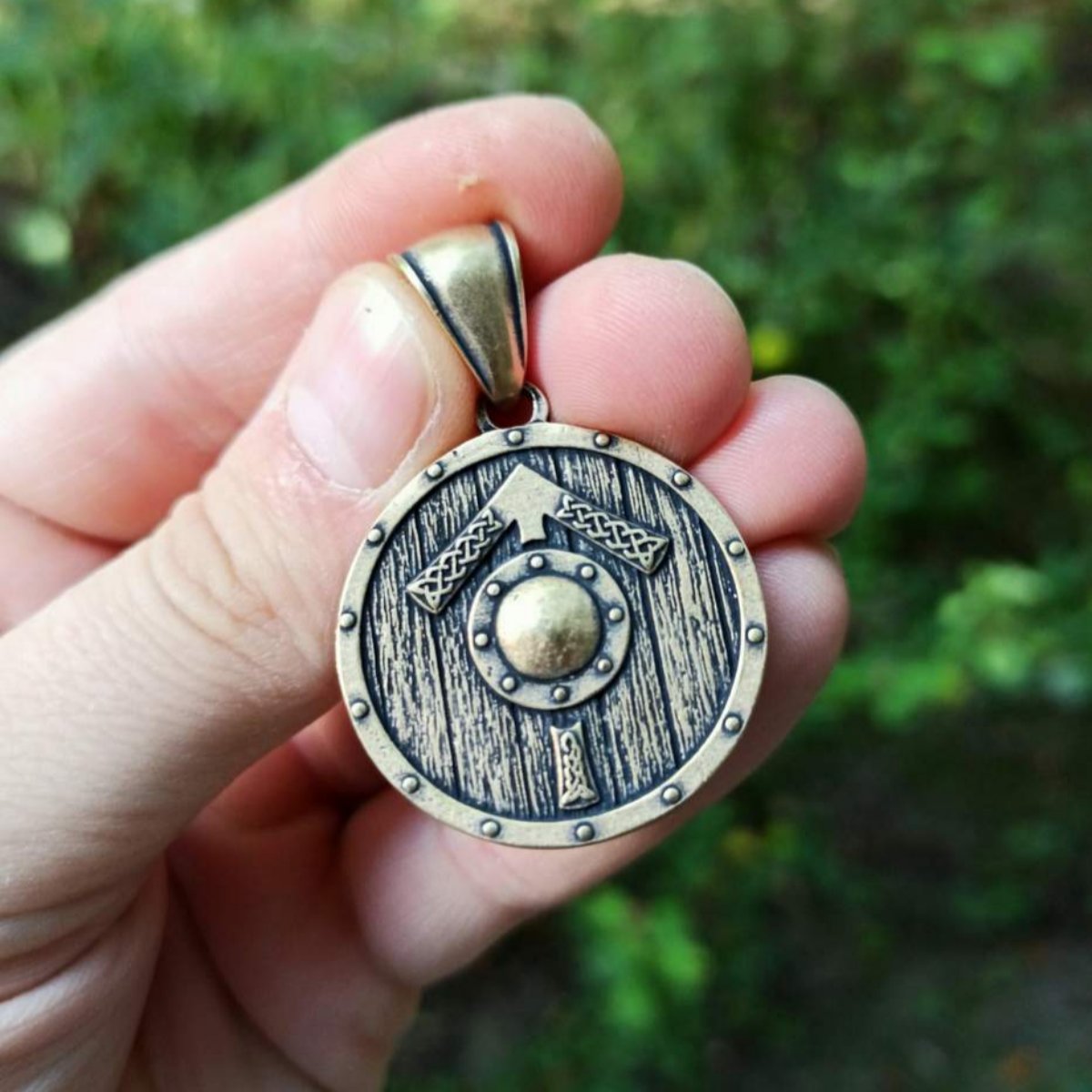 Tyr rune on Viking shield pendant
