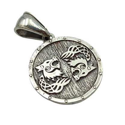 Tiwaz rune on viking shield silver pendant   