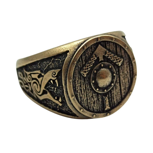 Tiwaz rune shield ring from bronze   