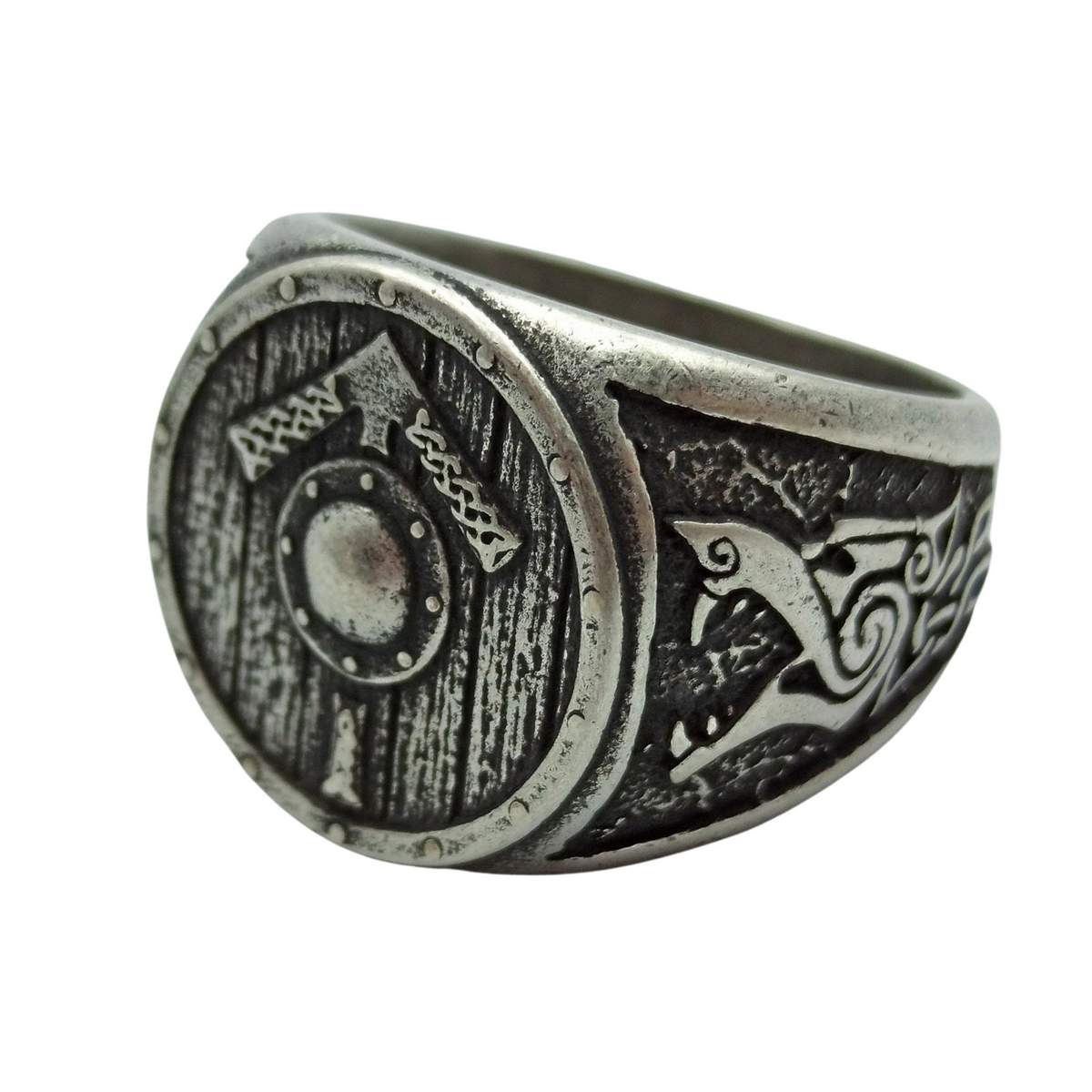 Tiwaz rune shield ring 6 US Silver plating