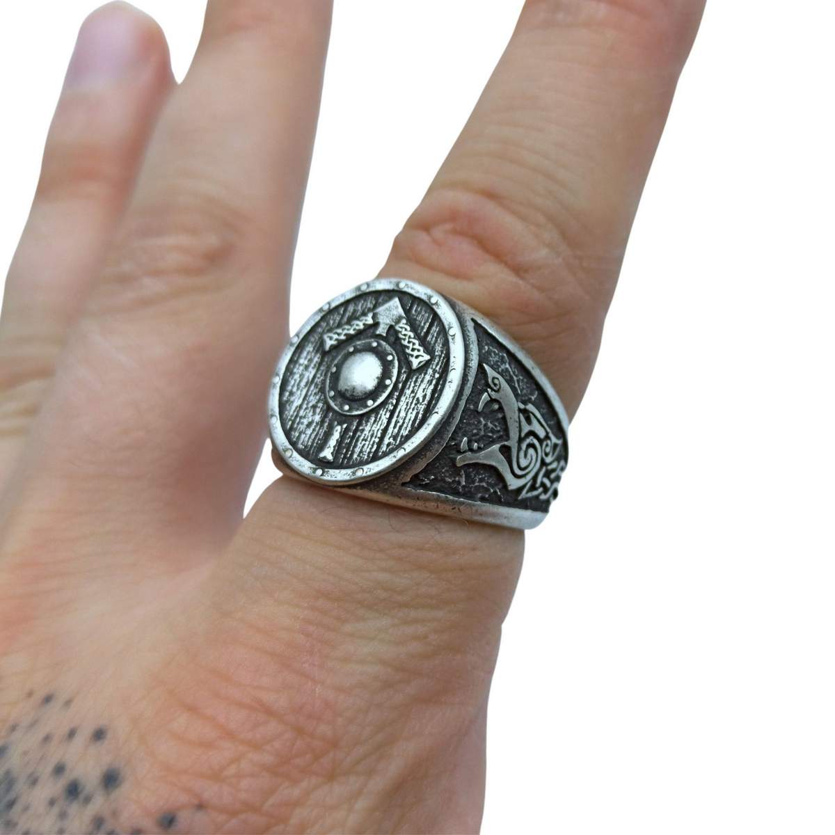 Tiwaz rune shield ring from bronze   