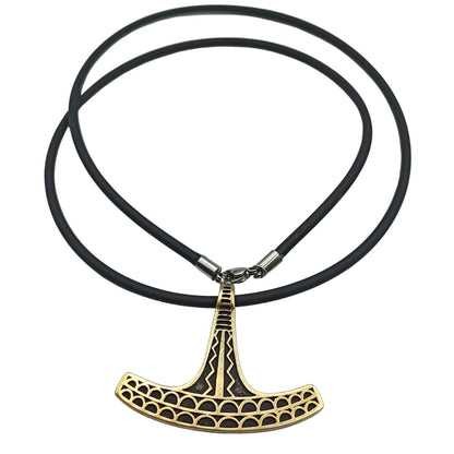 Ukko Mjolnir replica pendant from Bronze 3 mm Rubber cord  