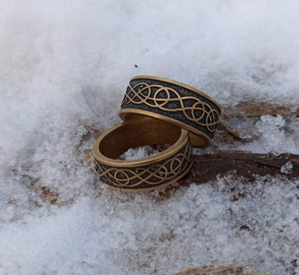 Norse Urnes ornament rings from bronze   