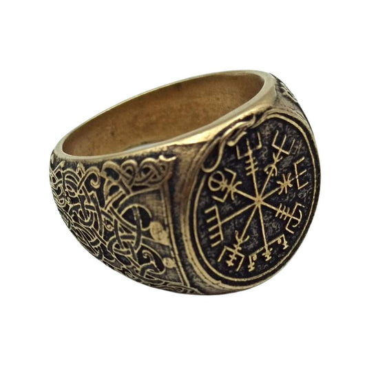 Viking compass signet ring