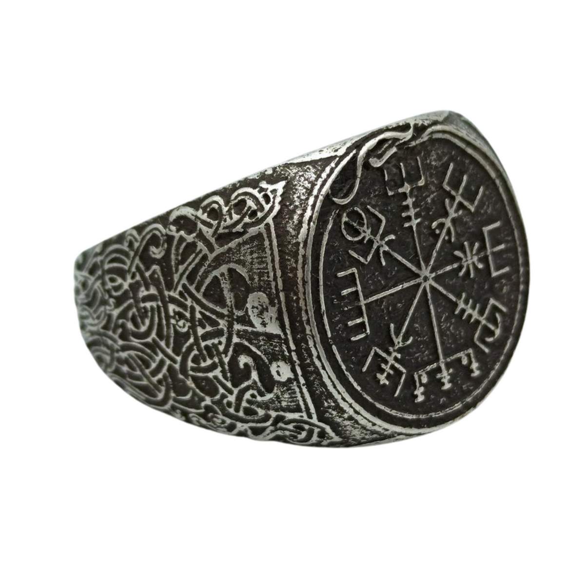 Viking compass signet ring