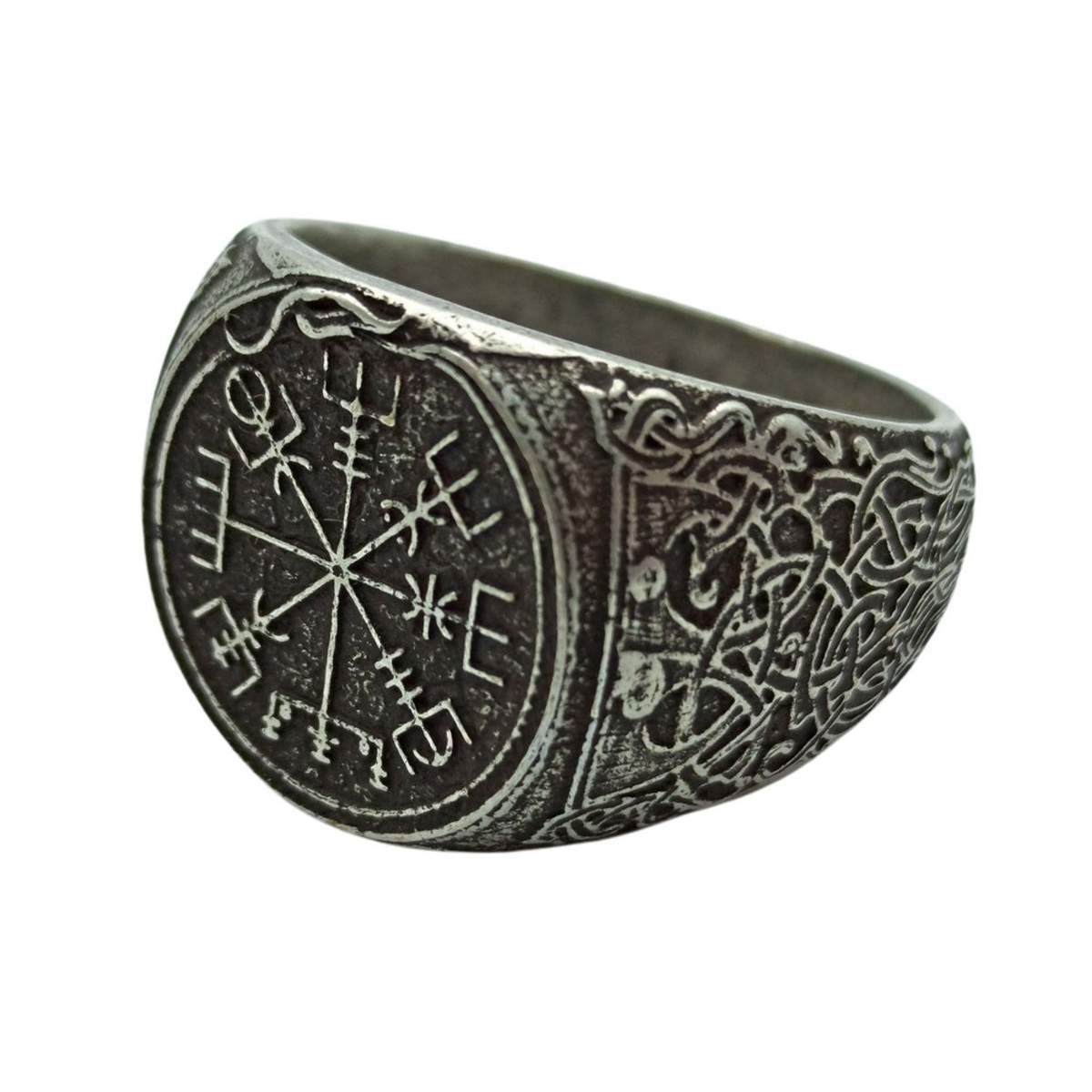 Viking compass signet ring 6 US Silver plating