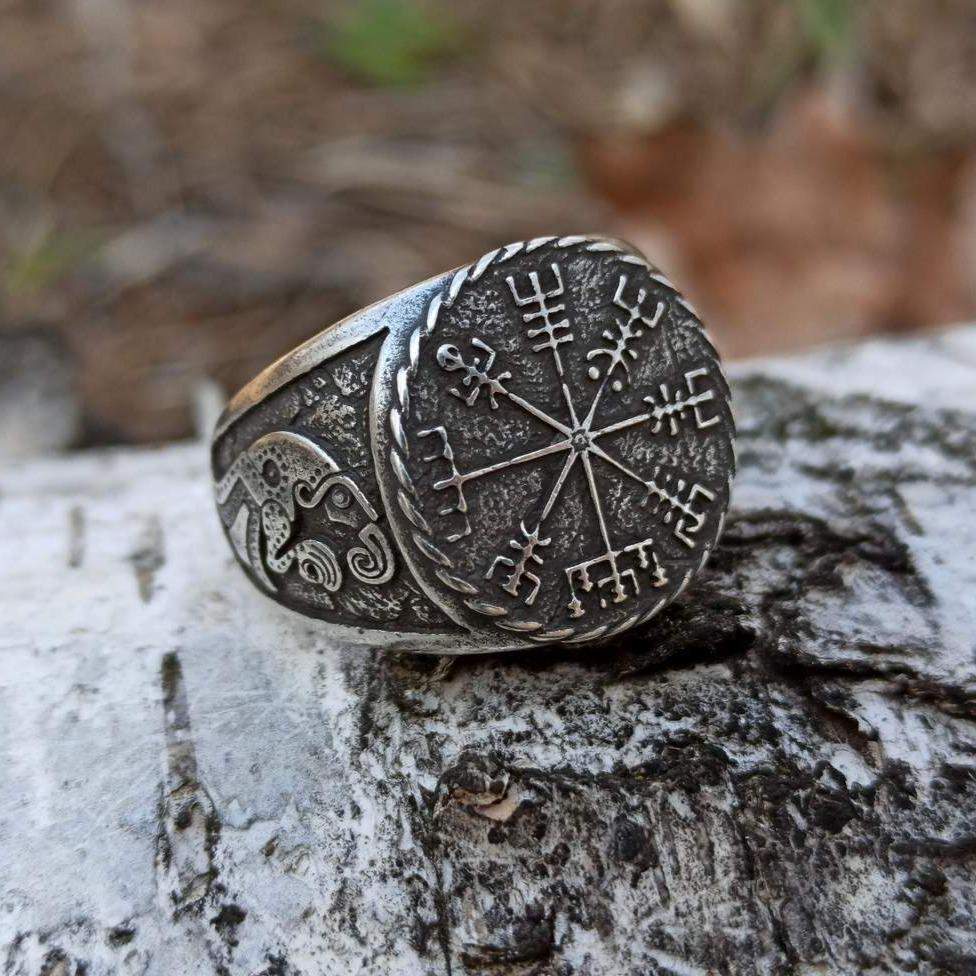 Vegvisir signet ring Viking compass ring