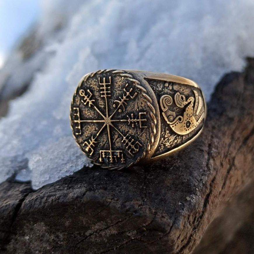 Vegvisir signet ring Viking compass ring