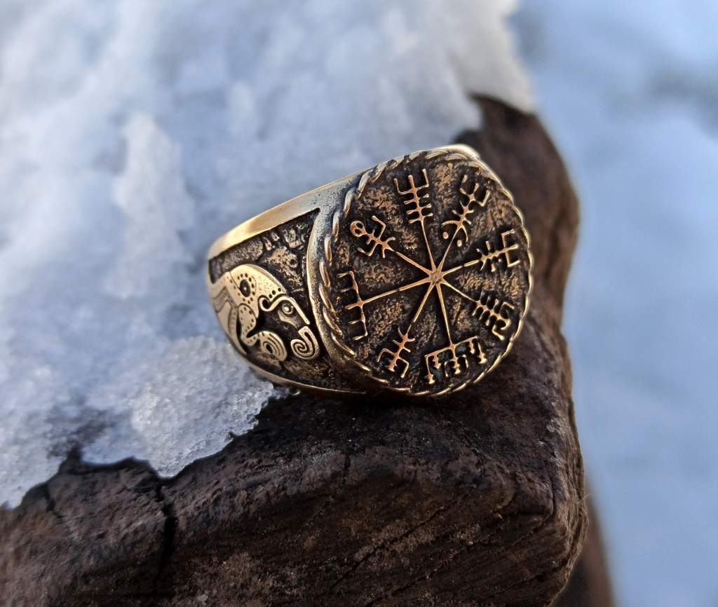 Vegvisir signet ring Viking compass ring