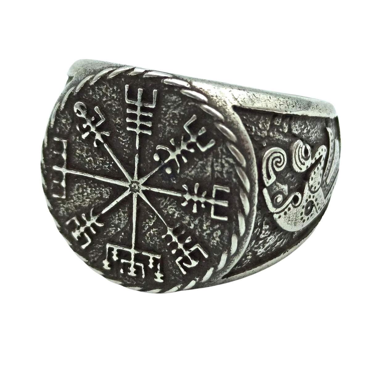 Vegvisir signet ring Viking compass ring 6 US Silver plating