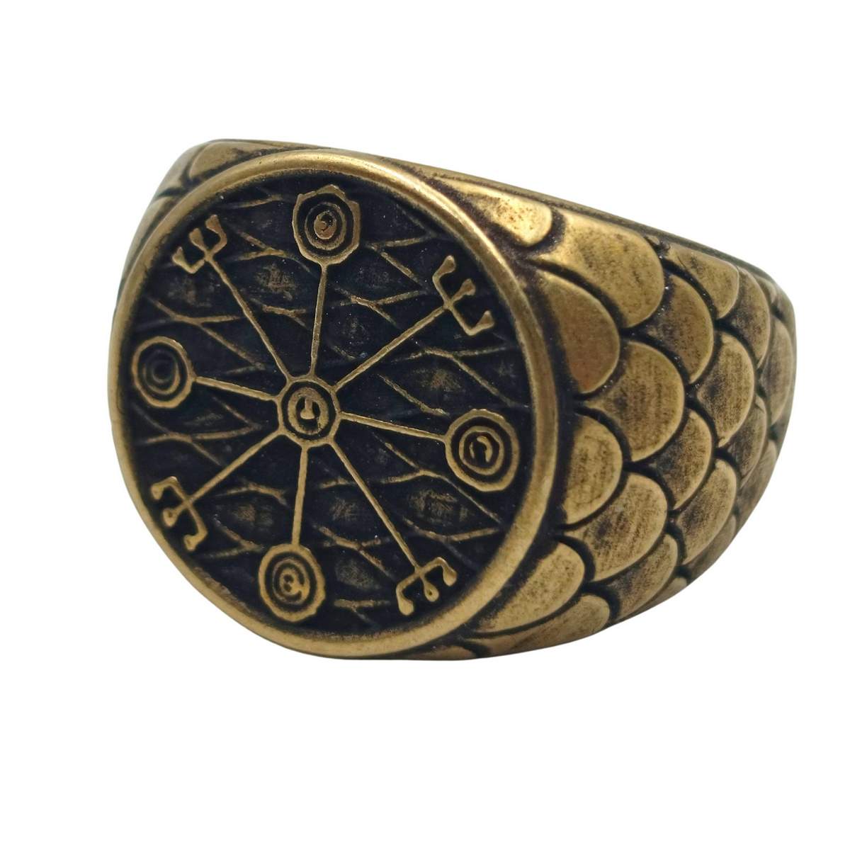 Veidistafur stave ring 6 US Bronze with patina