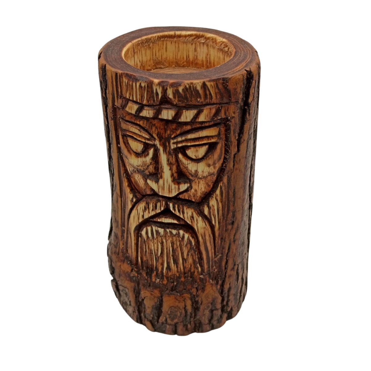 Veles wooden statue - altar candle holder