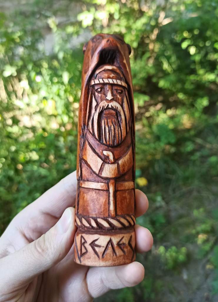 Veles Slavic god wooden statue