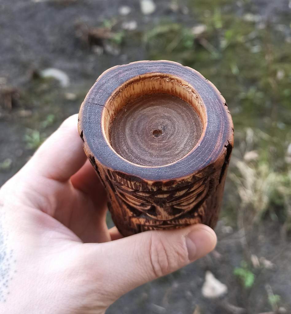 Veles wooden statue - altar candle holder