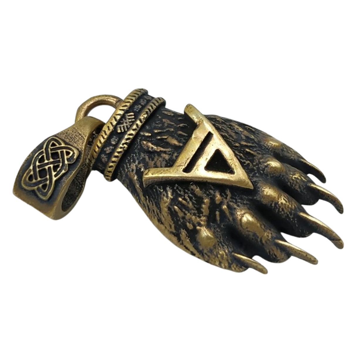 Slavic Veles Bear paw pendant Bronze
