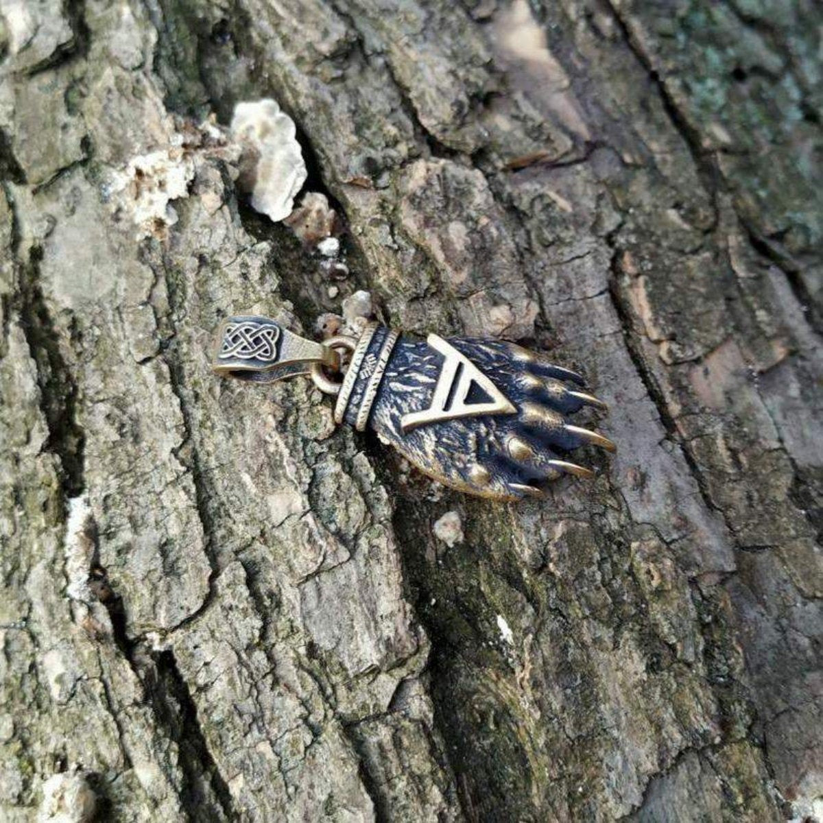 Slavic Veles Bear paw pendant