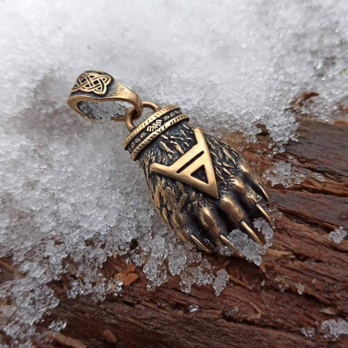Slavic Veles Bear paw pendant