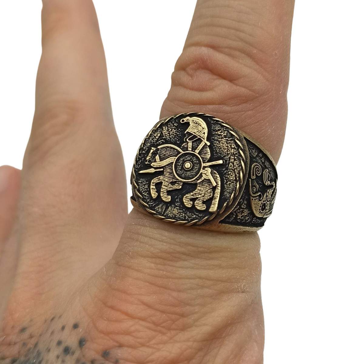 Horseman from Vendel plates signet ring