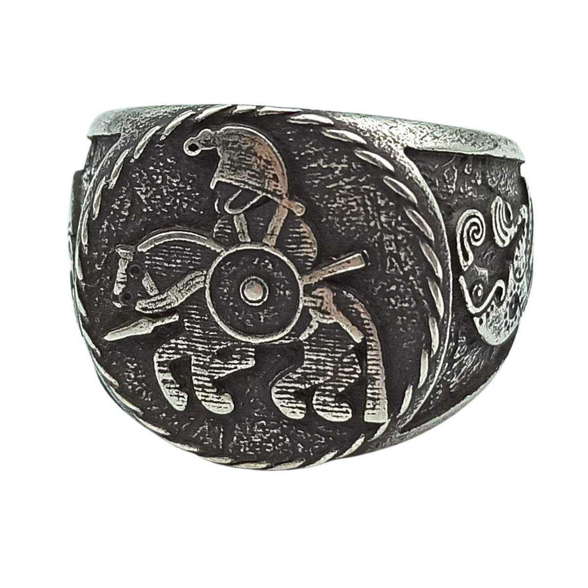 Horseman from Vendel plates signet ring 6 US Silver plating