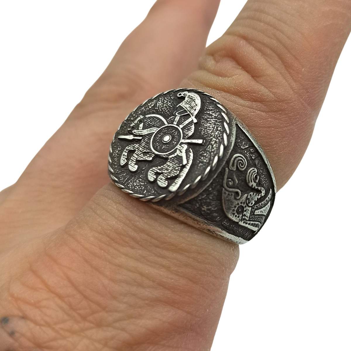 Horseman from Vendel plates signet ring