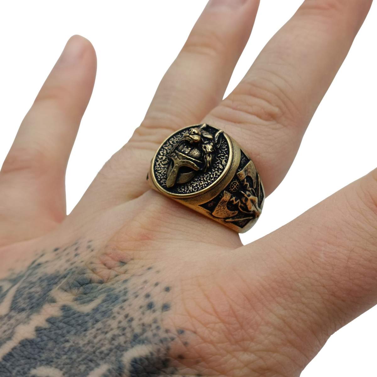 Viking warrior wolf ring