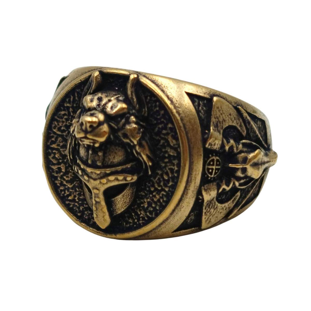 Viking warrior wolf ring 6 US Bronze with patina
