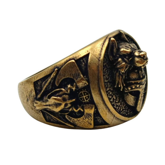 Viking warrior wolf ring