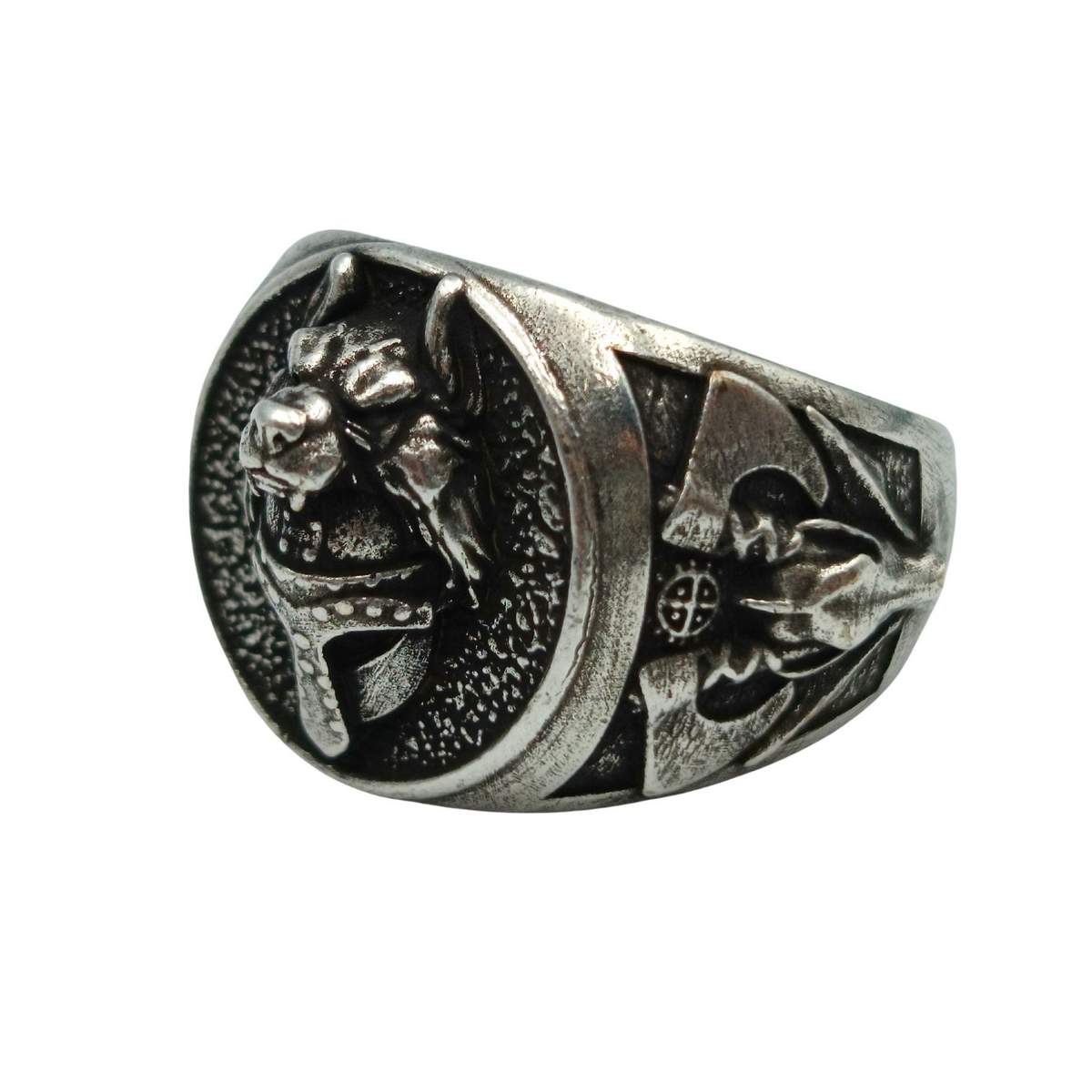 Viking warrior wolf ring 6 US Silver plating