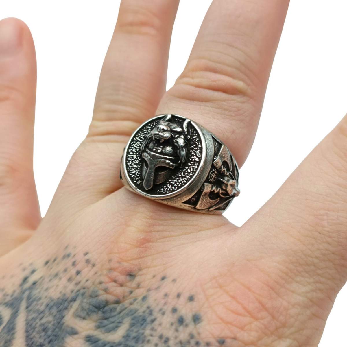 Viking warrior wolf ring