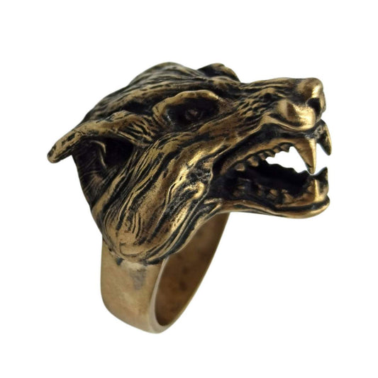 Fenrir Wolf ring 6 US Bronze with patina