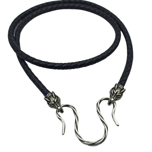 Wolfs Geri and Freki leather necklace with Silver plated clasps 45 cm | 17 inch 5 mm | 1/5 inch 