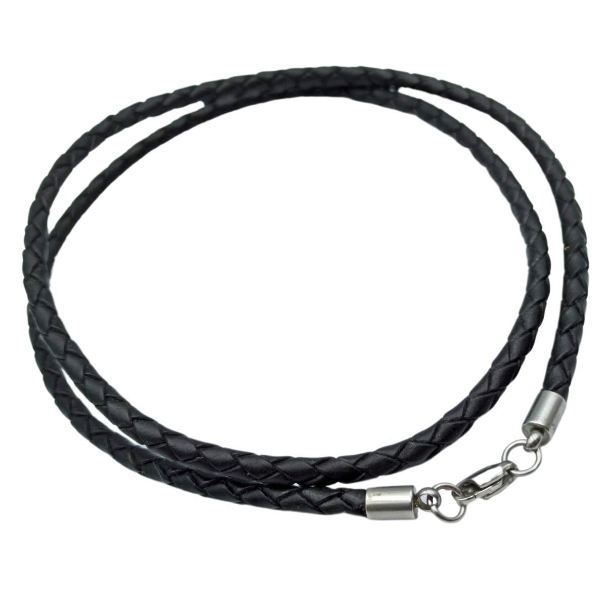 Braided leather necklace for pendant Stainless steel