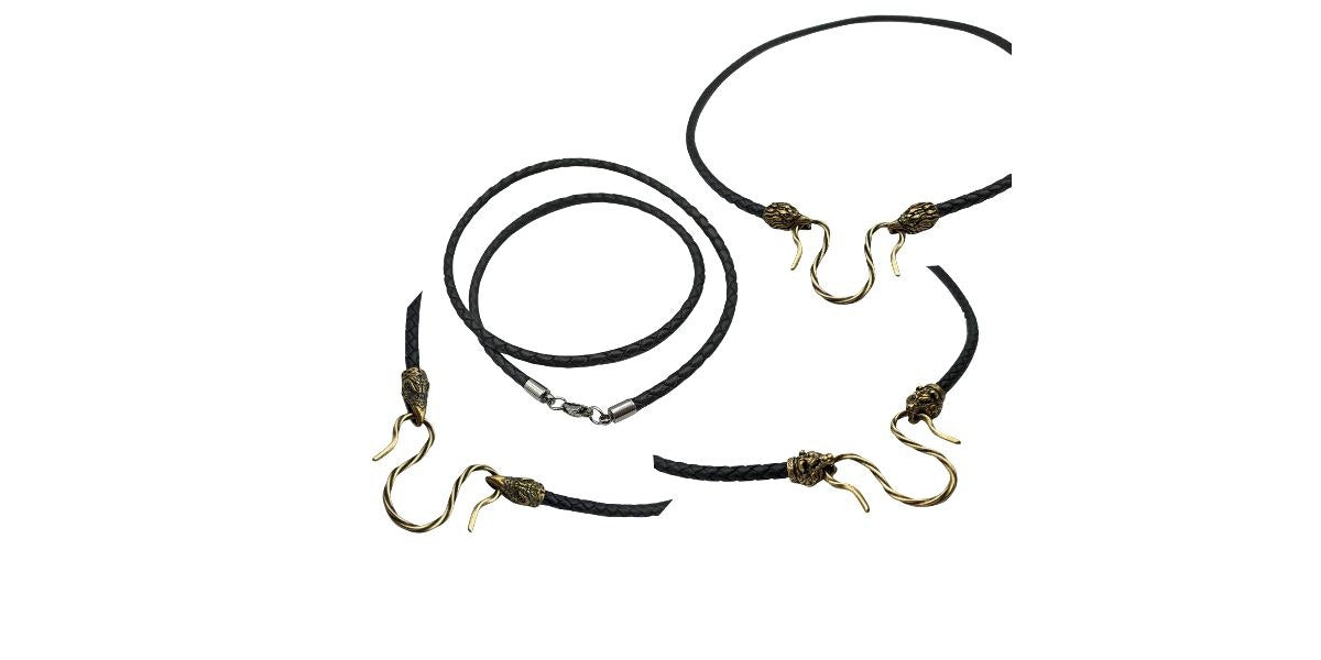 Leather necklace Bronze clasps