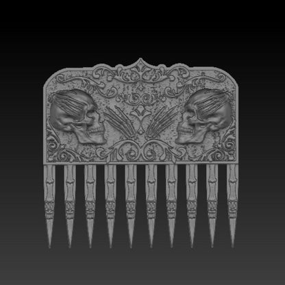 Skull beard comb Silver plated