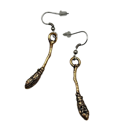 Witch's broom bronze earrings