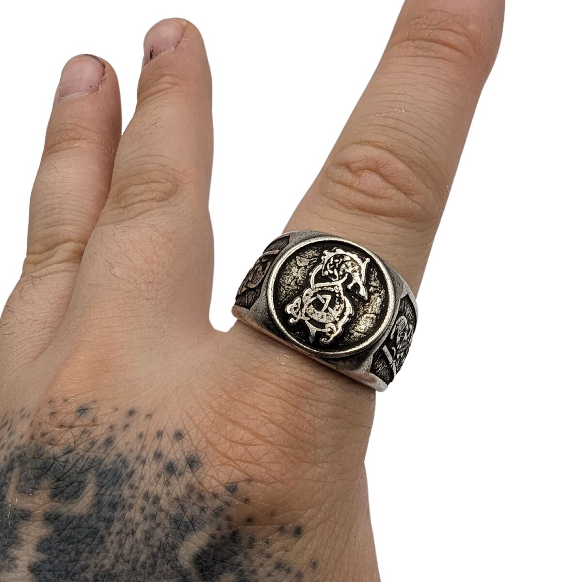 Fenrir wolf signet bronze ring