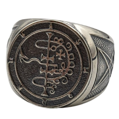 Asmodeus demon sigil ring from silver