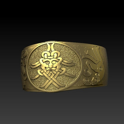 Mask of Odin norse ring 6 US Gold plating