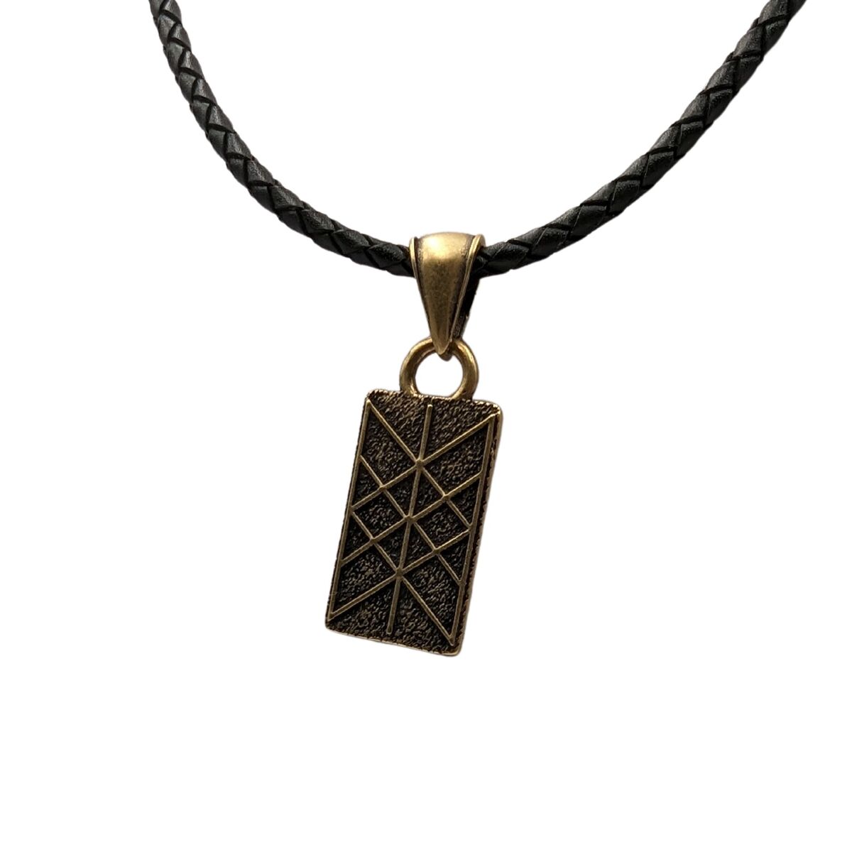 Web of Wyrd bronze pendant Silver plating with 4 mm leather cord 