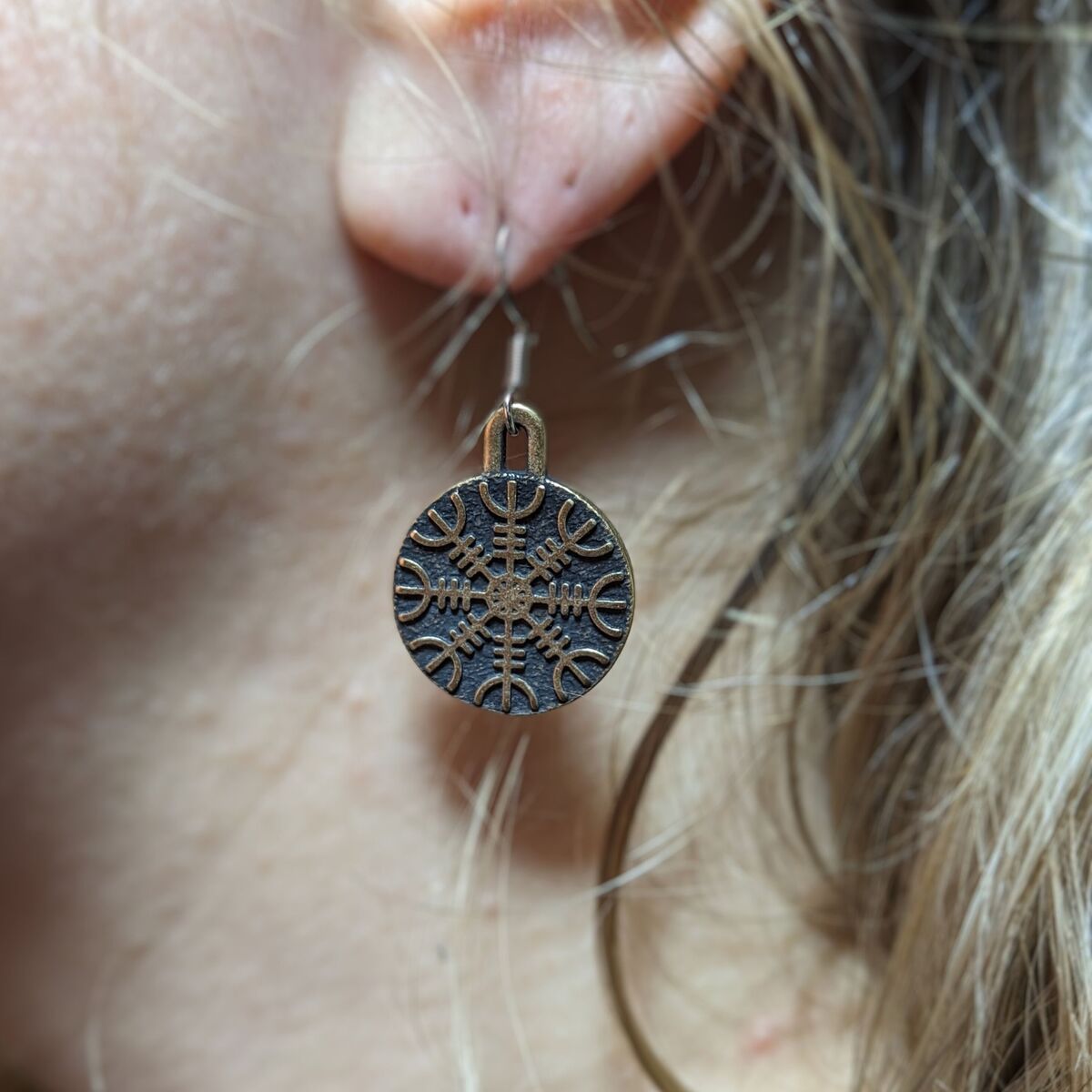 Helm of Awe bronze earrings   