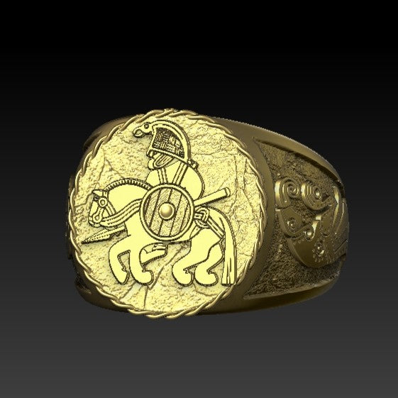 Horseman from Vendel plates signet ring 6 US Gold plating