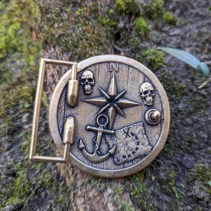 Jolly Roger bronze belt buckle   